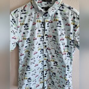 21men Blue and Black Casual Button Down Shirt